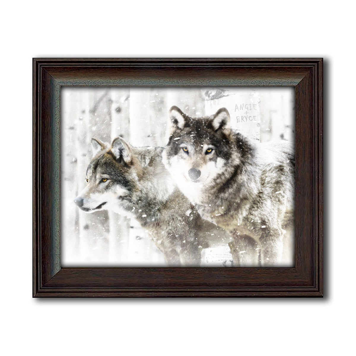 Personal-Prints art 14&quot;x17&quot; Under Glass Timber Wolves Personalized Gift