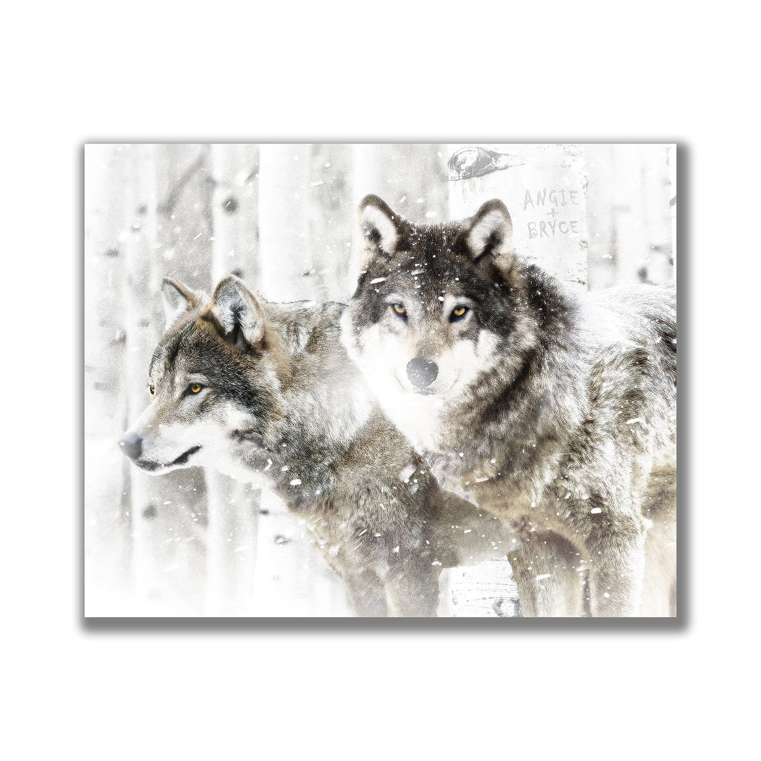 Personal-Prints art 11"x14" Block Mount Timber Wolves Personalized Gift