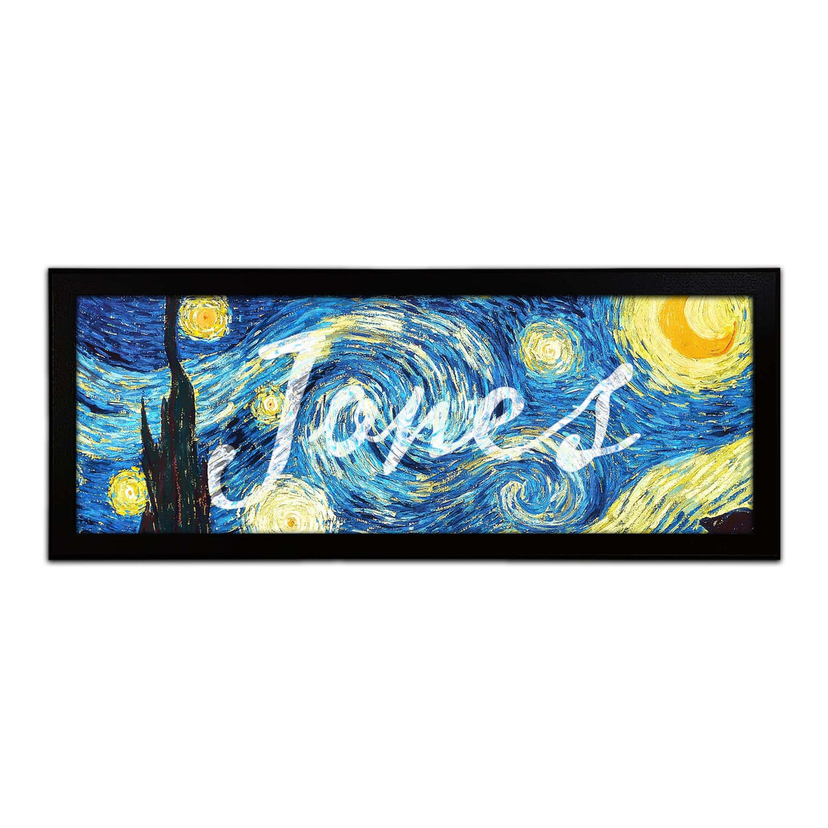 Personal-Prints art 13.5&quot;x32.5&quot; Framed Canvas Vincent Van Gogh Name Art