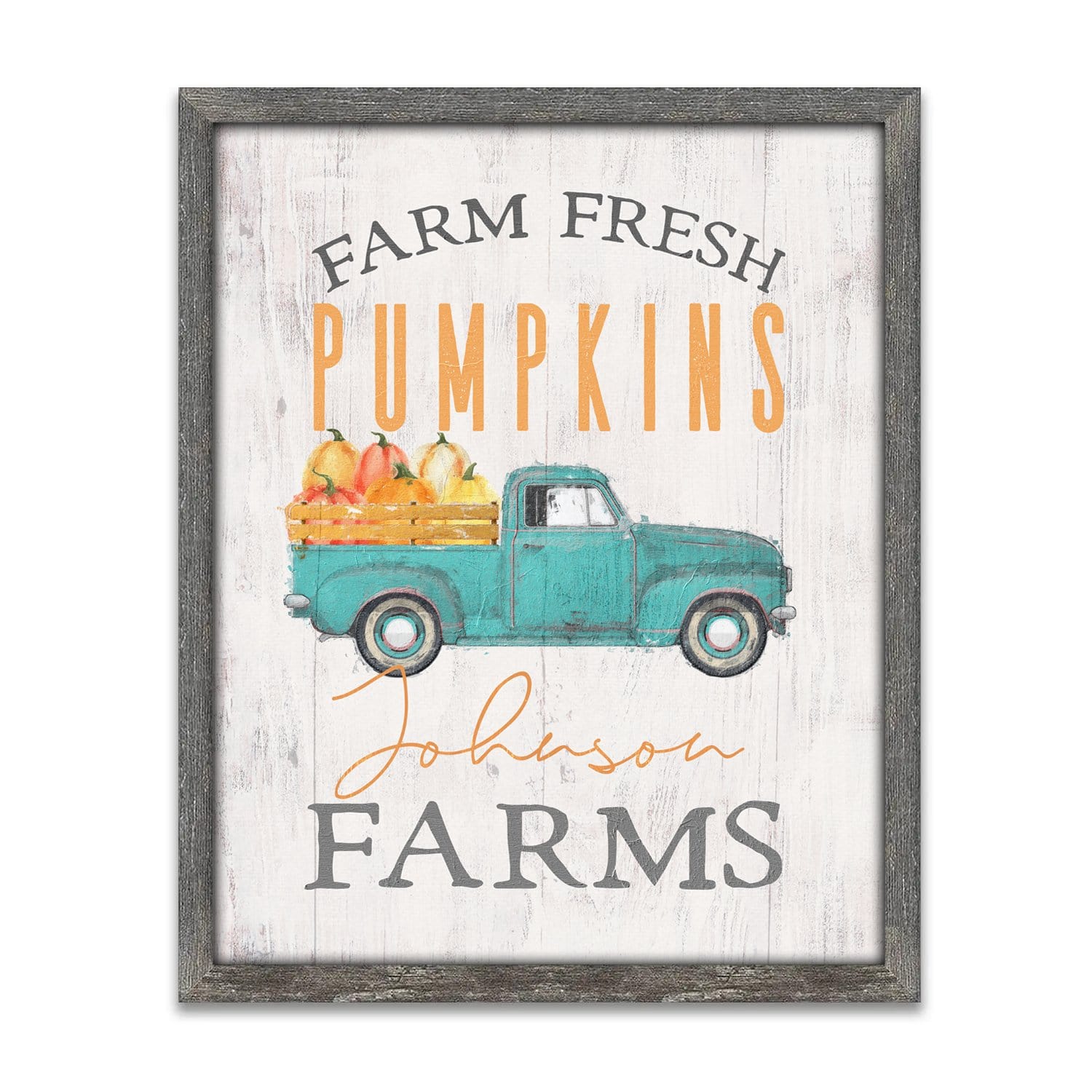 Personal-Prints art 12.5"x15.5" Framed Canvas Vintage Farm Fresh Pumpkins Sign