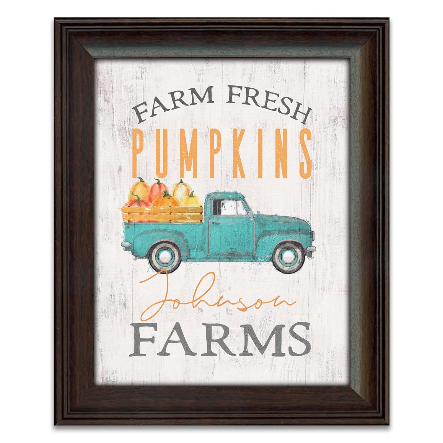 Personal-Prints art 14"x17" Framed Under Glass Vintage Farm Fresh Pumpkins Sign