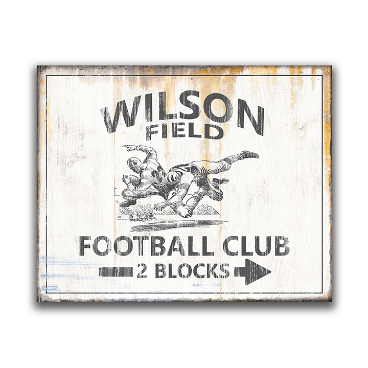 Personal-Prints art 11"x14" Block Mount Vintage Football Personalized Art