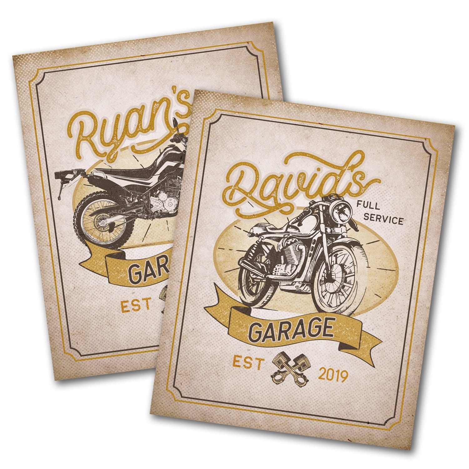 Personal-Prints art 11"x14" Block Mount Vintage Motorcycle Signs