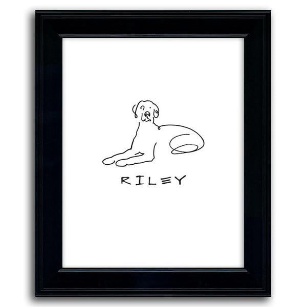 Personal-Prints art 12"x15" Under Glass Weimaraner Line Drawing