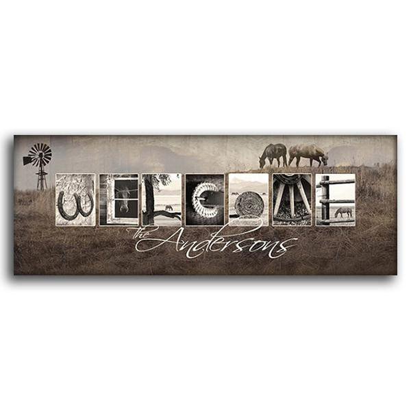 Personal-Prints art 9.5"x26" Block Mount Welcome Horse Letters