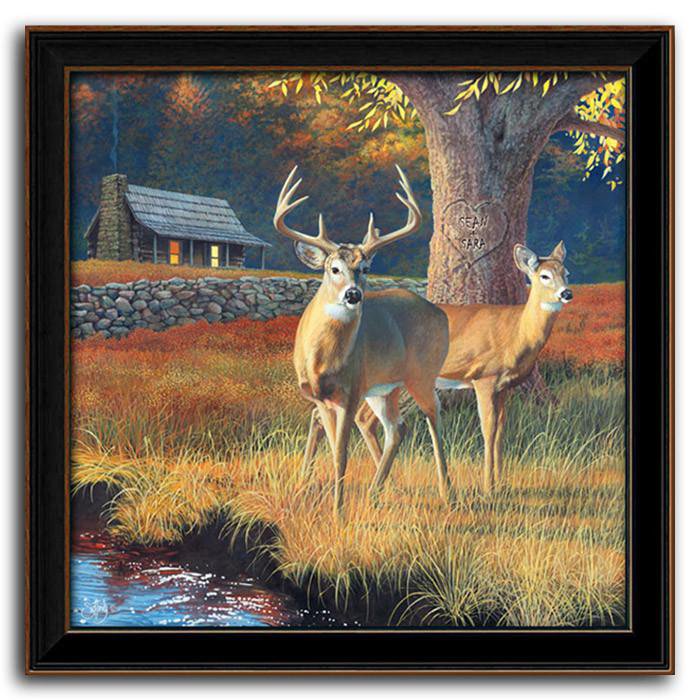 Personal-Prints art 14&quot;x14&quot; Framed Canvas Whitetail Morning