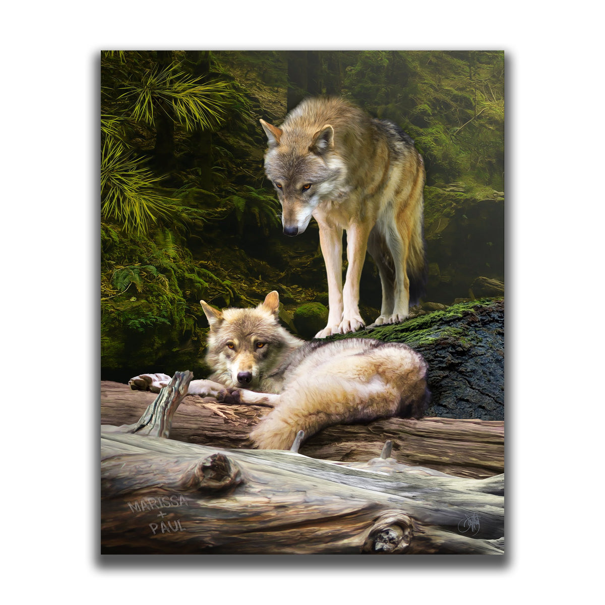 Personal-Prints art 11&quot;x14&quot; Block Mount Wolf Couple - Wolves