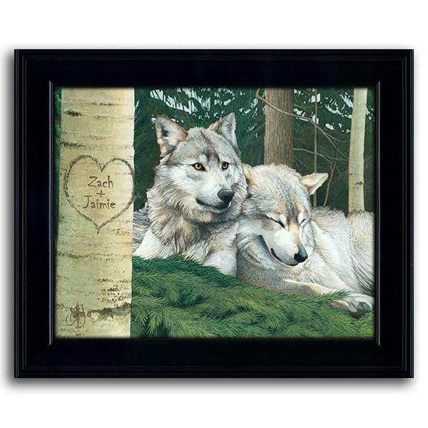 Personal-Prints art 14"x17" Under Glass Wolves Personalized Art