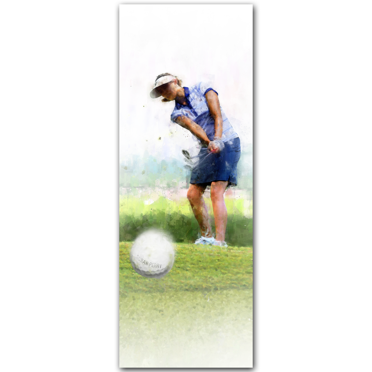 Personal-Prints art 6.5&quot;x18&quot; Block Mount Woman&#39;s Golf Personalized Print