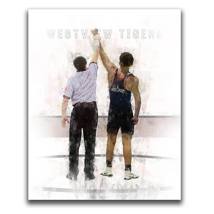 Personal-Prints art 11&quot;x14&quot; Block Mount Wrestling Personalized Print