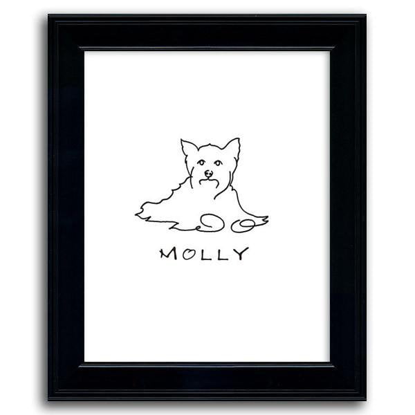 Personal-Prints art 12"x15" Under Glass Yorkie Terrier Line Art